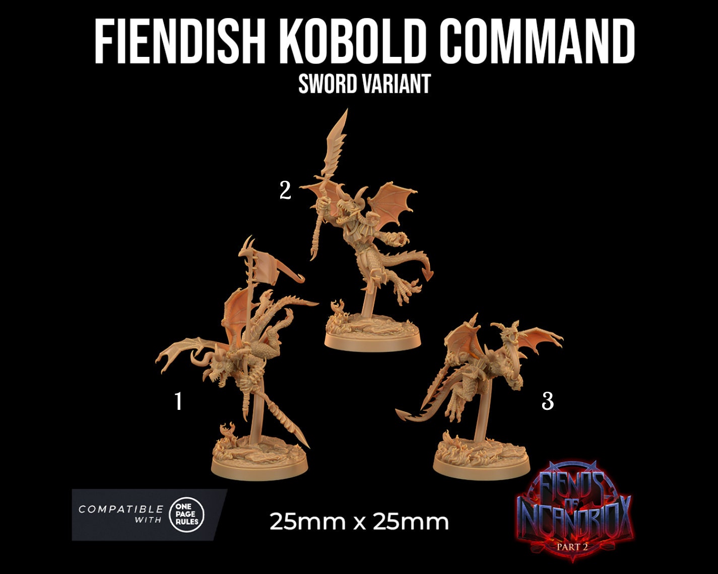 Fiendish Kobold Command | Dragon Trappers Lodge | Fiends of Incandriox | 32mm | Resin Printed Tabletop RPG Figures | DND | 5E |