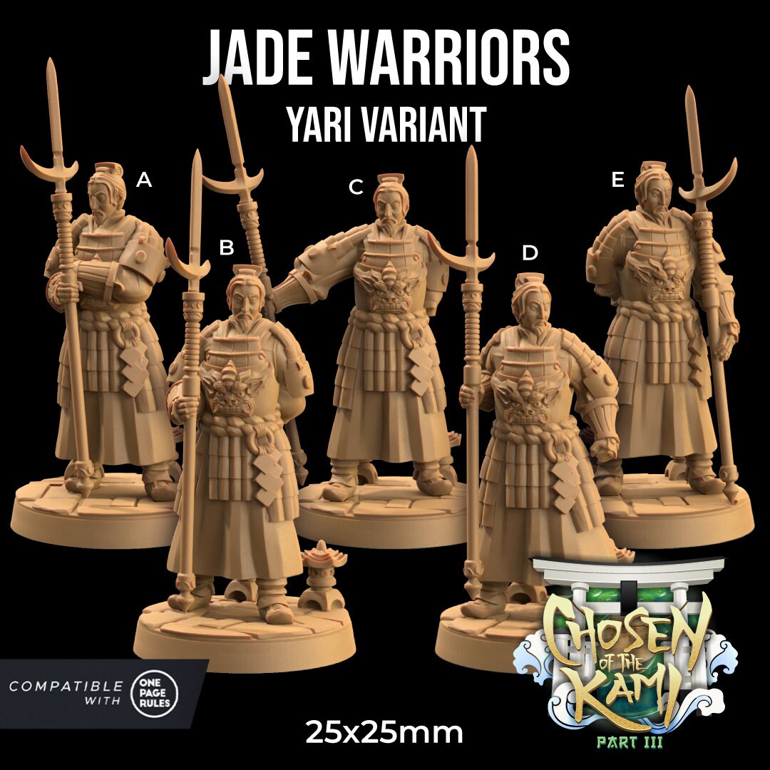 Jade Warriors Set | Dragon Trappers Lodge | Chosen Of The Kami | 32mm Scale Resin Printed Tabletop RPG Figure For DND