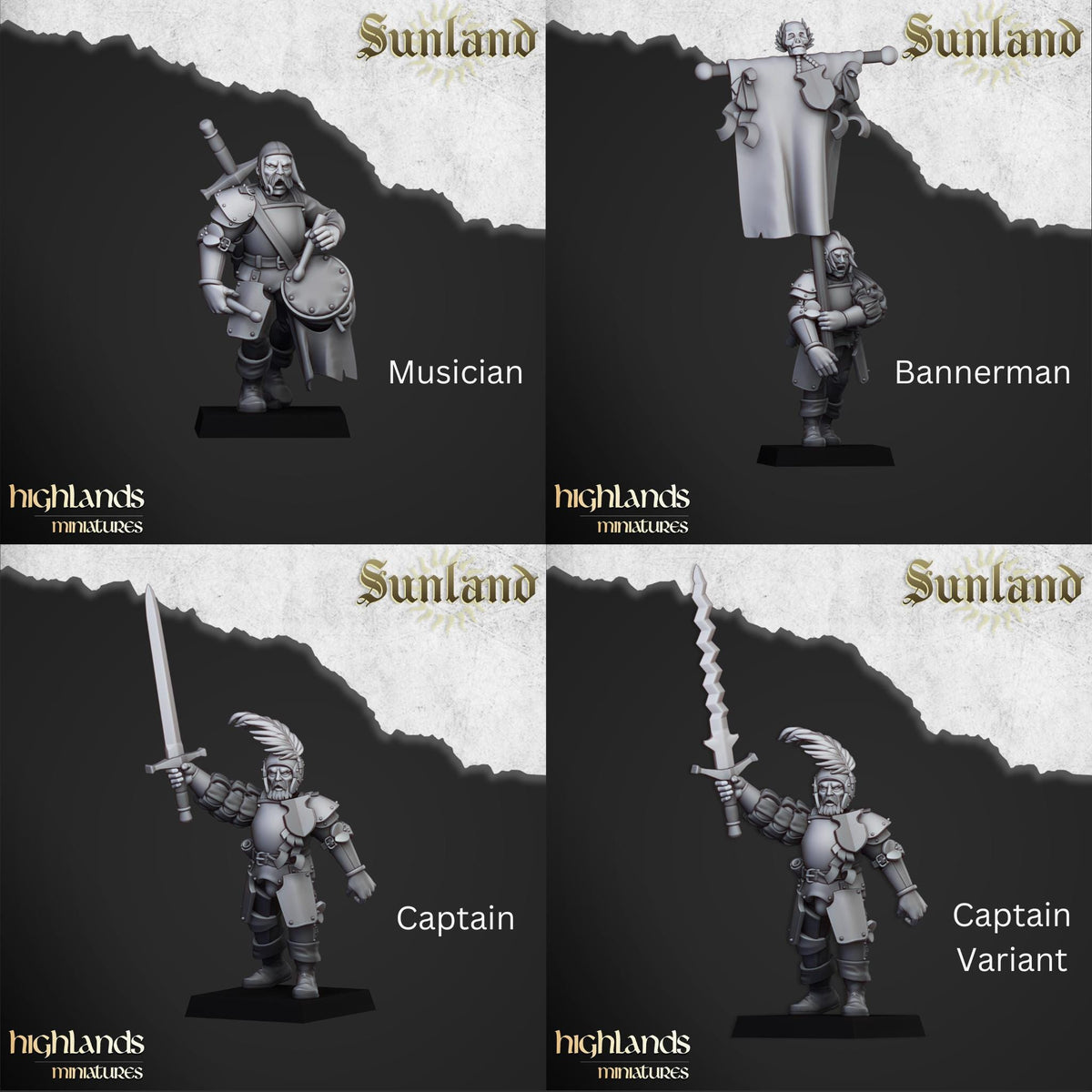 Sunland Landsknechts | Sunland | Highland Miniatures | 32mm Scale Resin Tabletop RPG Figures for Roleplaying and Wargaming