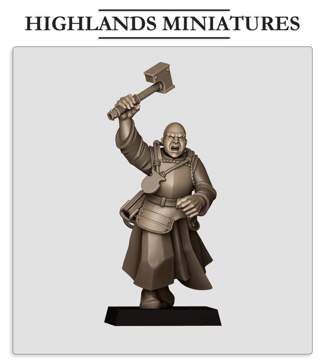 Sunland Battle Priest 2 | Sunland | Highland Miniatures | 32mm Scale Resin Tabletop RPG Figures for Roleplaying and Wargaming