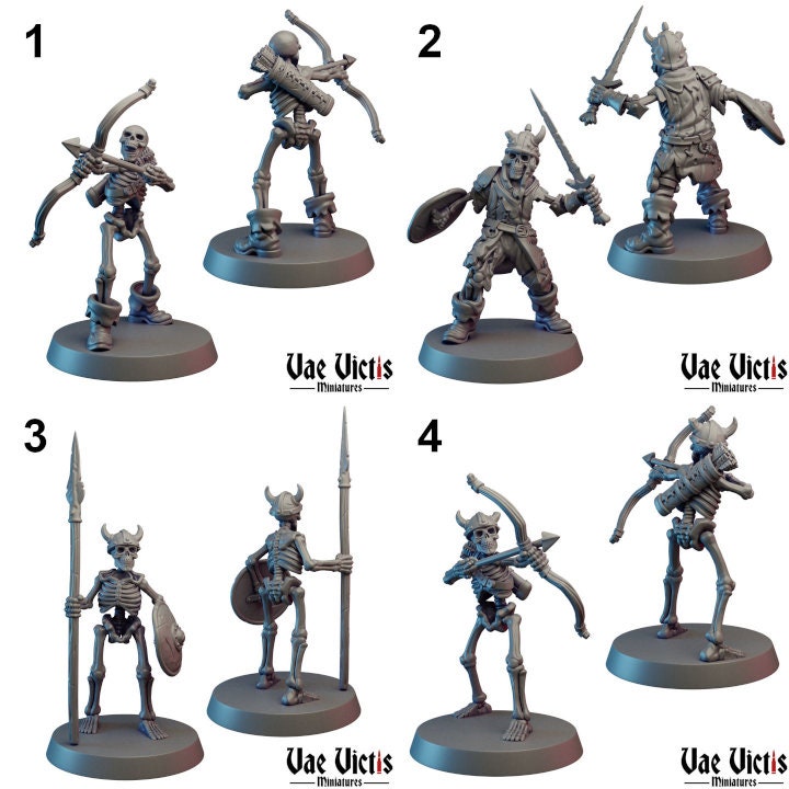 Skeleton Soldier Set | Vae Victis Miniatures | 32mm Scale | Resin Printed Tabletop RPG Figures | DND | 5E