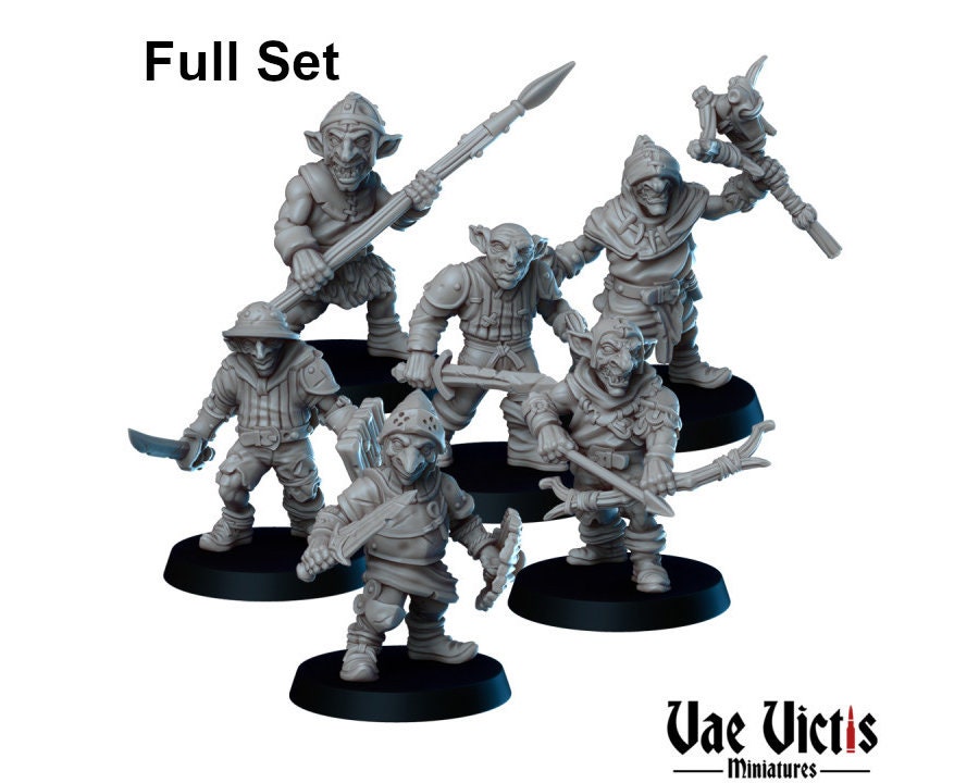 Goblin Soldier Set | Vae Victis Miniatures | 32mm Scale | Resin Printed Tabletop RPG Figures | DND | 5E