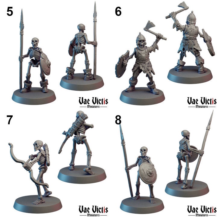 Skeleton Soldier Set | Vae Victis Miniatures | 32mm Scale | Resin Printed Tabletop RPG Figures | DND | 5E