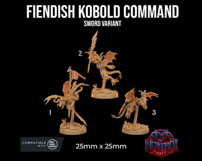 Fiendish Kobold Command | Dragon Trappers Lodge | Fiends of Incandriox | 32mm | Resin Printed Tabletop RPG Figures | DND | 5E |
