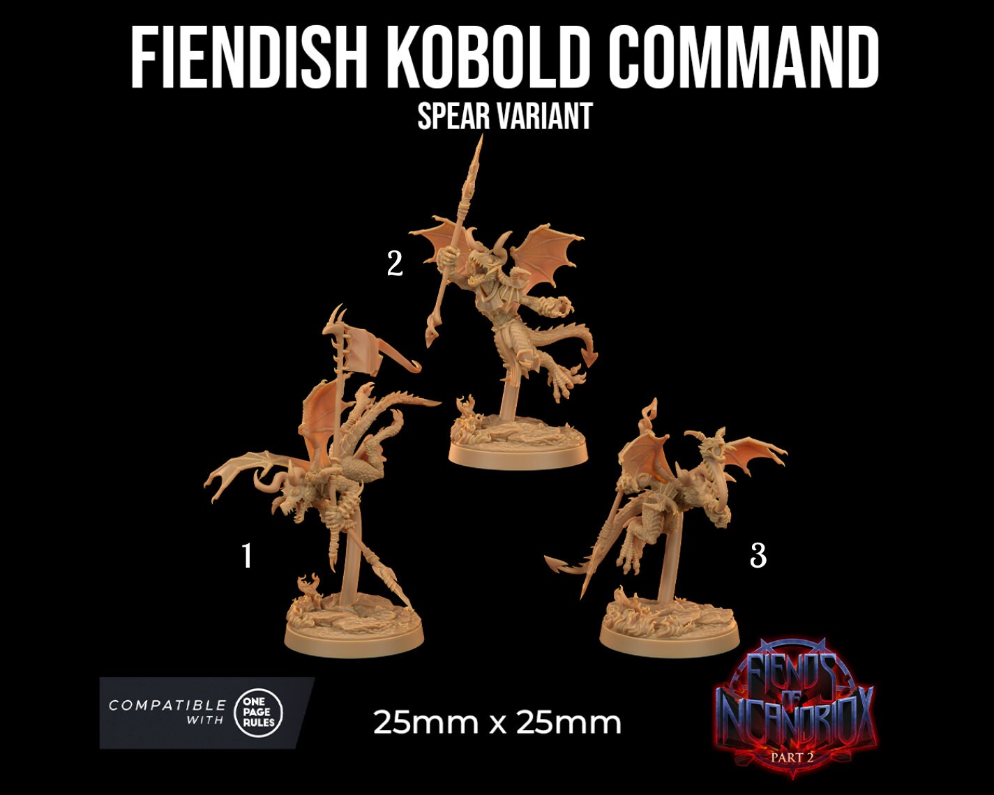 Fiendish Kobold Command | Dragon Trappers Lodge | Fiends of Incandriox | 32mm | Resin Printed Tabletop RPG Figures | DND | 5E |