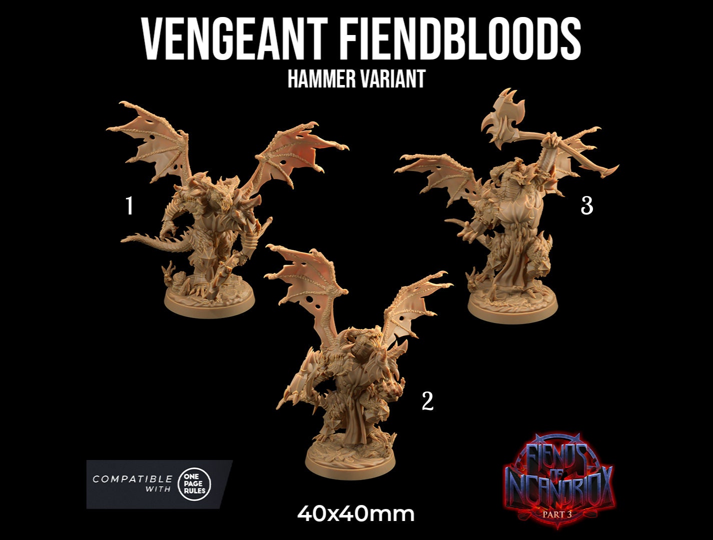 Vengeant Fiendbloods | Dragon Trappers Lodge | Fiends of Incandriox | 32mm | Resin Printed Tabletop RPG Figures | DND | 5E |