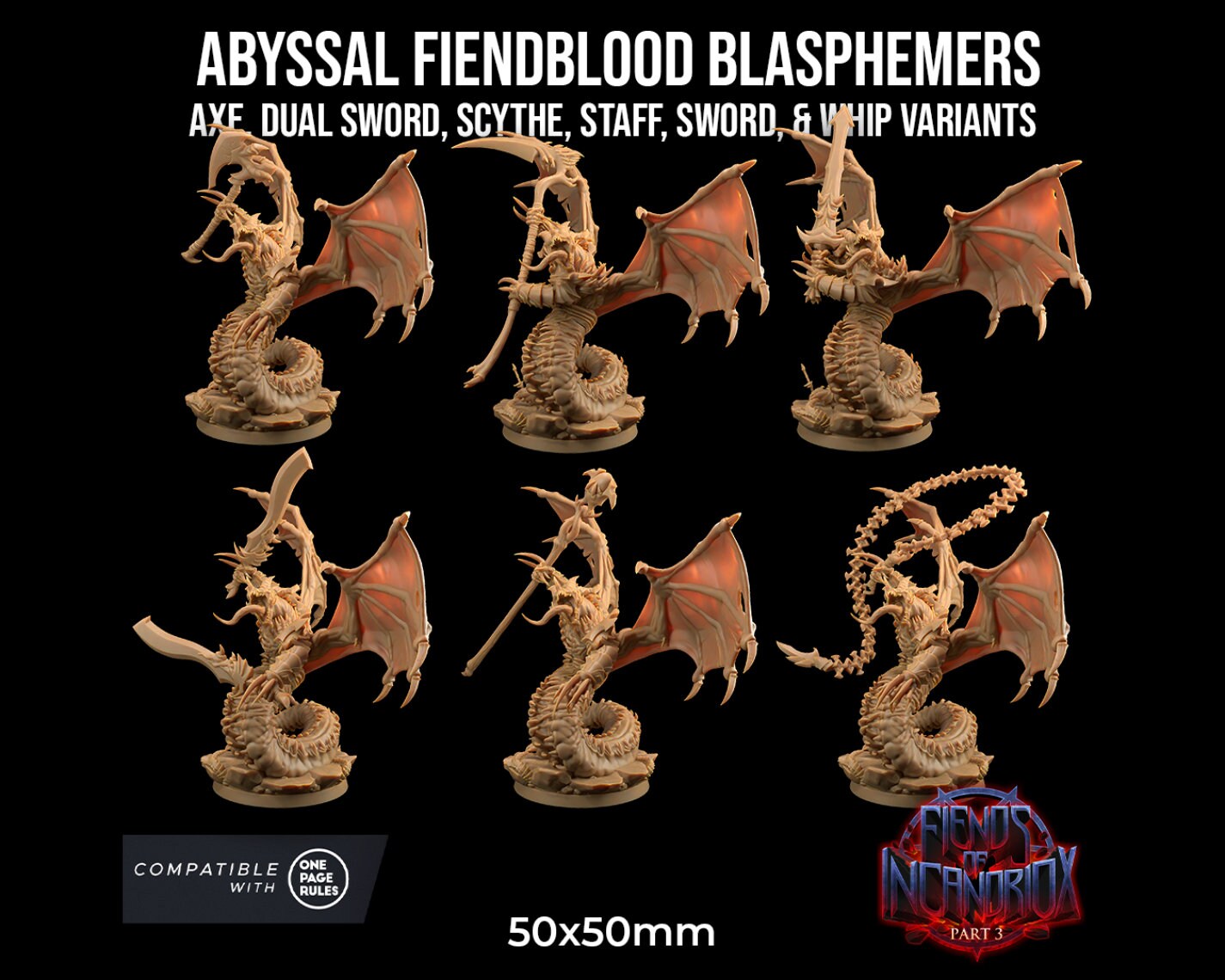 Abyssal Fiendblood Blasphemers | Dragon Trappers Lodge | Fiends of Incandriox | 32mm | Resin Printed Tabletop RPG Figures | DND | 5E