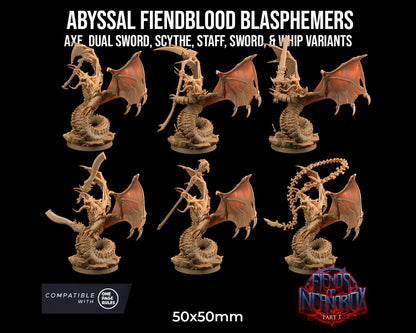 Abyssal Fiendblood Blasphemers | Dragon Trappers Lodge | Fiends of Incandriox | 32mm | Resin Printed Tabletop RPG Figures | DND | 5E