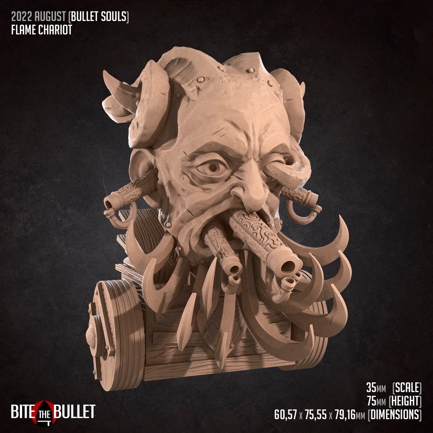 Flame Chariot | Bite The Bullet | 35mm Scale | Resin Printed Tabletop RPG Miniature Figures | DND | 5E