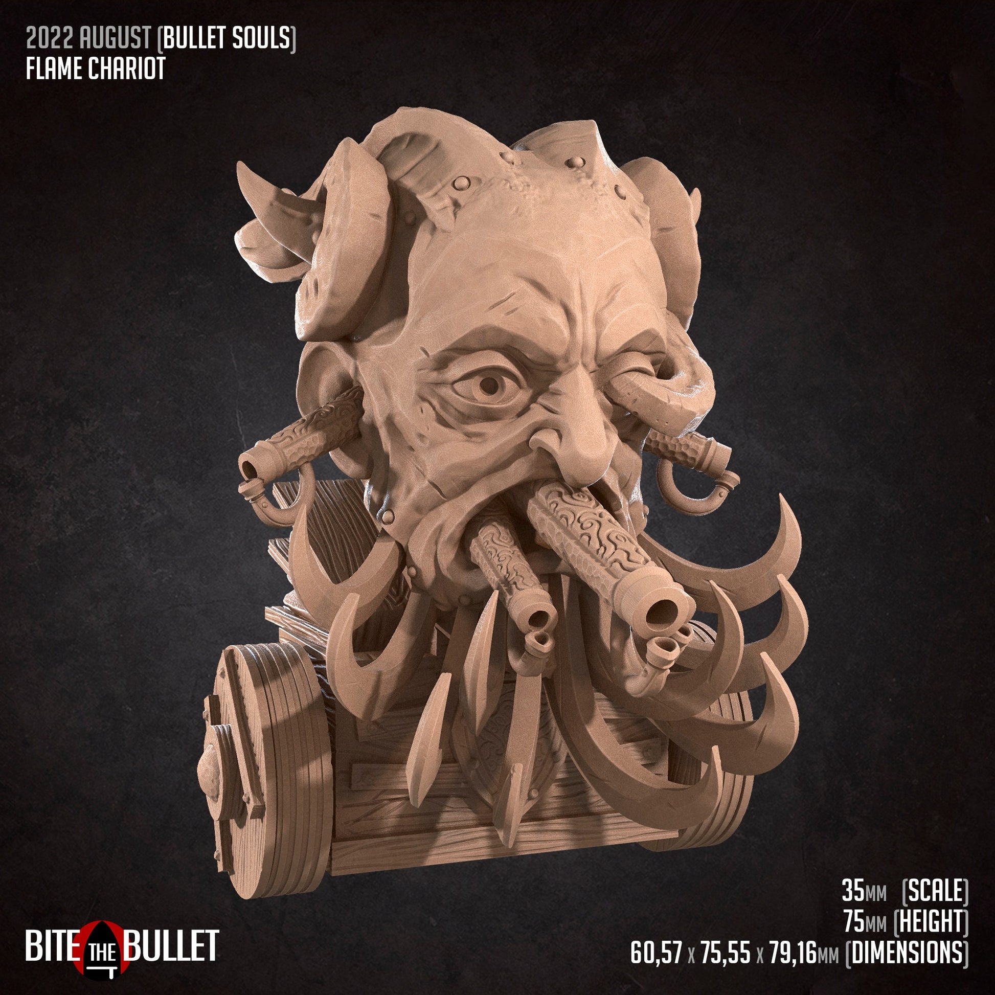Flame Chariot | Bite The Bullet | 35mm Scale | Resin Printed Tabletop RPG Miniature Figures | DND | 5E