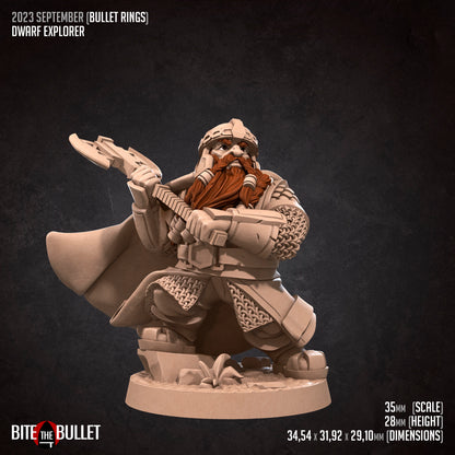 Dwarf Explorer | Bite The Bullet | 35mm Scale | Resin Printed Tabletop RPG Miniature Figures | DND | 5E