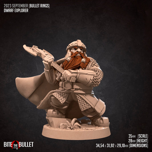 Dwarf Explorer | Bite The Bullet | 35mm Scale | Resin Printed Tabletop RPG Miniature Figures | DND | 5E