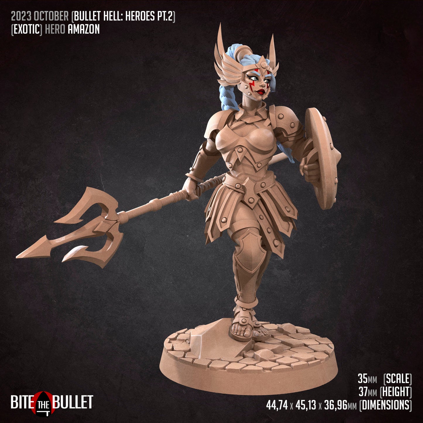 Hero Amazon | NSFW Option | Bite The Bullet | 35mm Scale | Resin Printed Tabletop RPG Miniature Figures | DND | 5E
