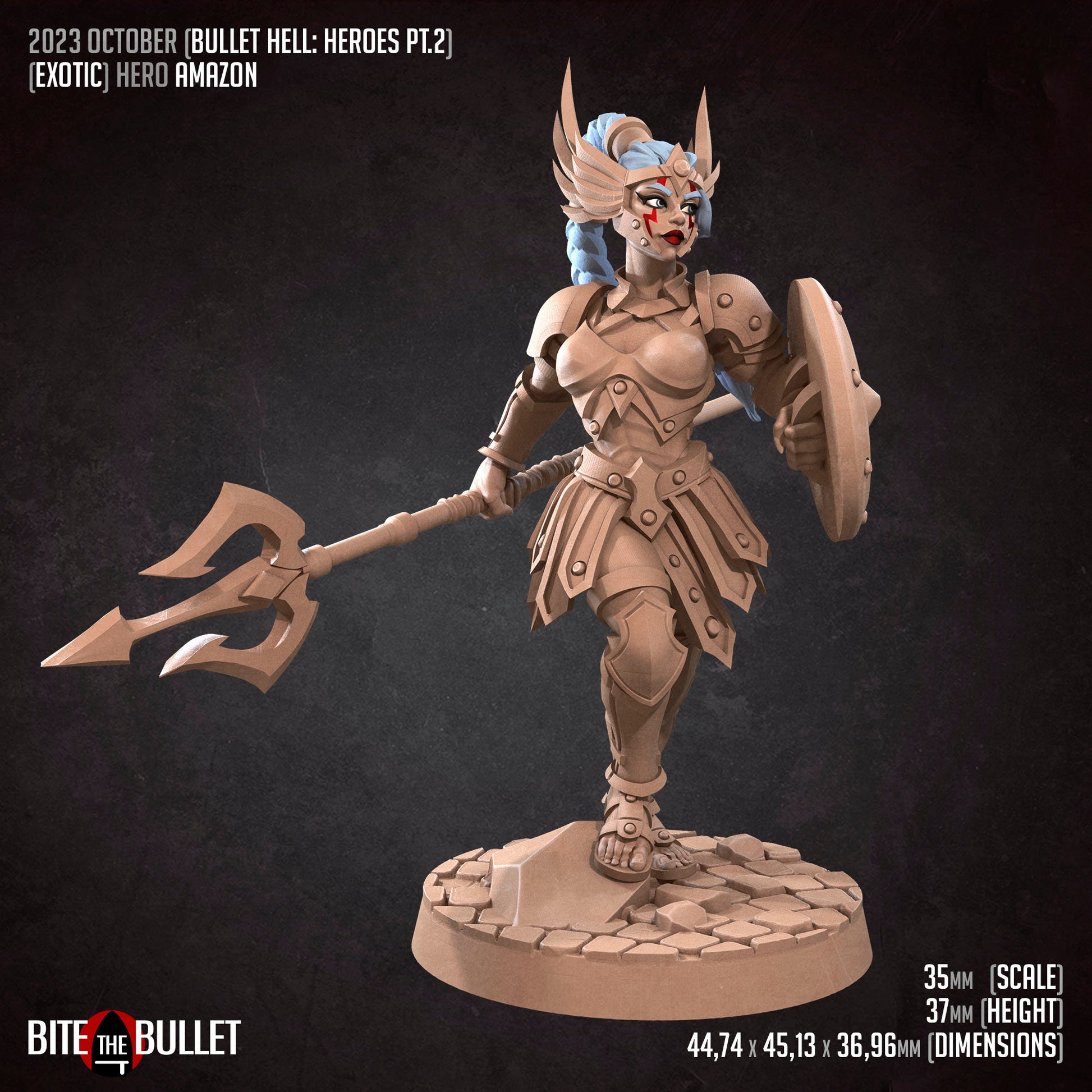 Hero Amazon | NSFW Option | Bite The Bullet | 35mm Scale | Resin Printed Tabletop RPG Miniature Figures | DND | 5E