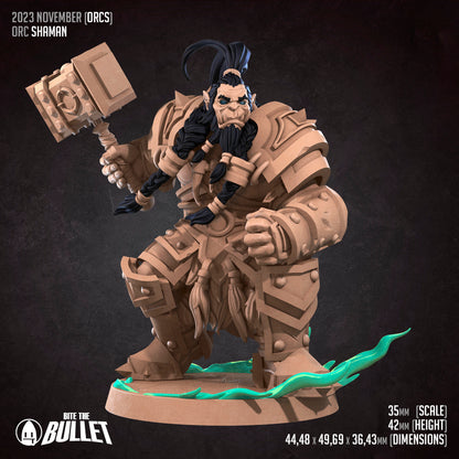 Orc Shaman | Bite The Bullet | 35mm Scale | Resin Printed Tabletop RPG Miniature Figures | DND | 5E