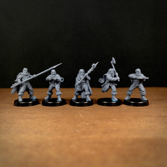 Mountain Warriors Set (5 Minis) | Vae Victis Miniatures | 32mm Scale | Resin Printed Tabletop RPG Figures | DND | 5E