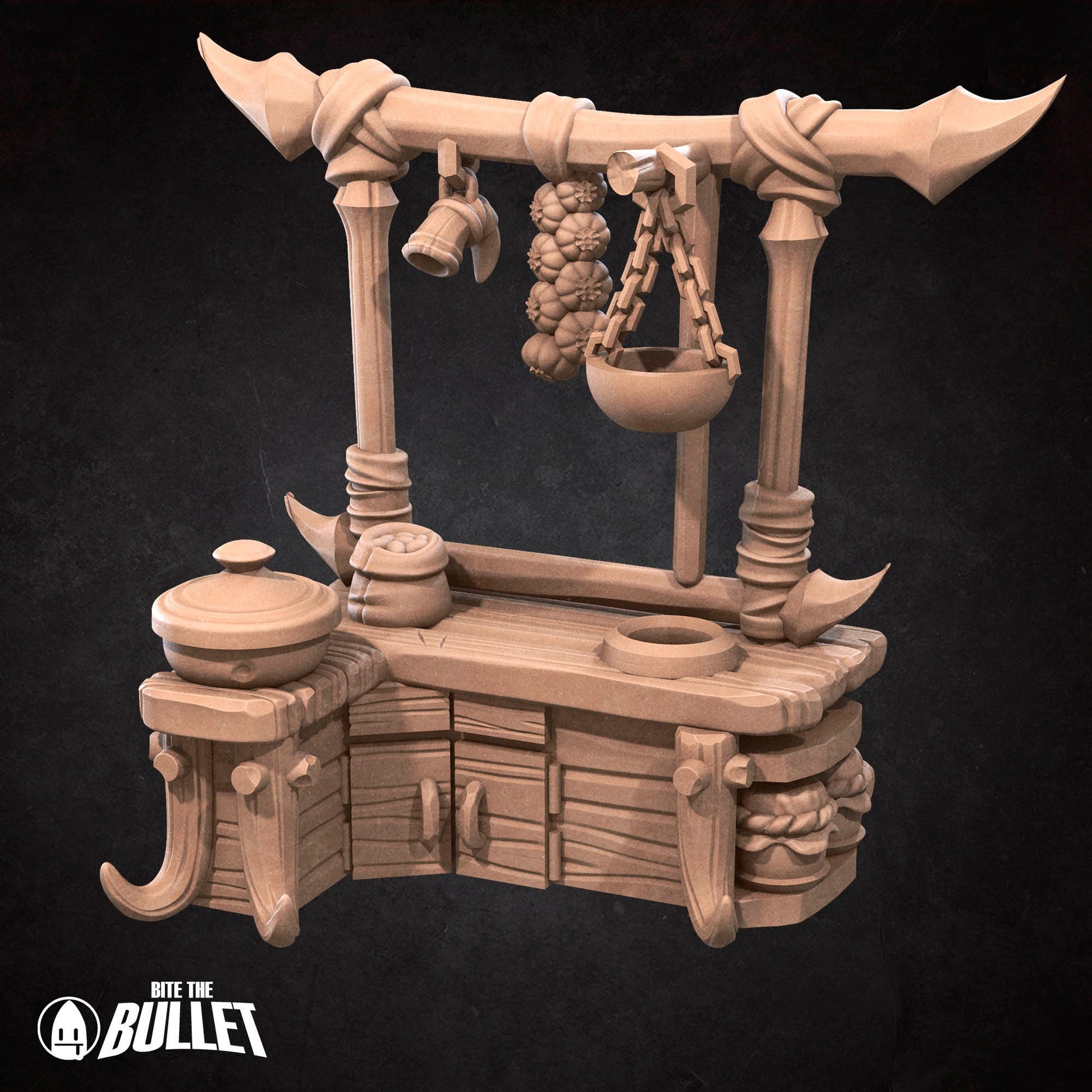 Kitchen Set | Bite The Bullet | Bullet Town Fishing Village | 35mm Scale Resin Printed Tabletop RPG Miniature Figures For DND 5E