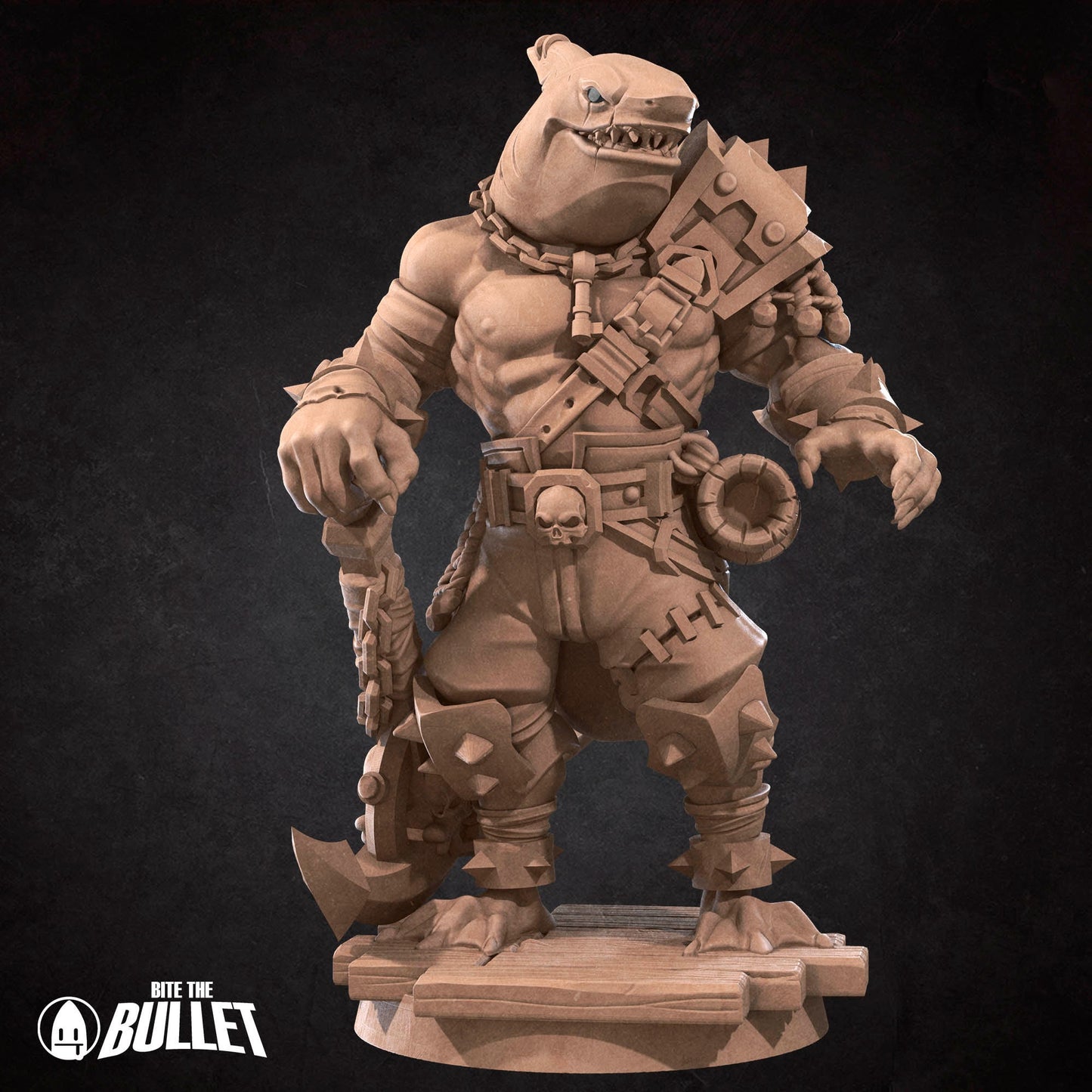 Sharkfolk Bandit Boss | Bite The Bullet | Bullet Town Fishing Village | 35mm Scale Resin Printed Tabletop RPG Miniature Figures For DND 5E