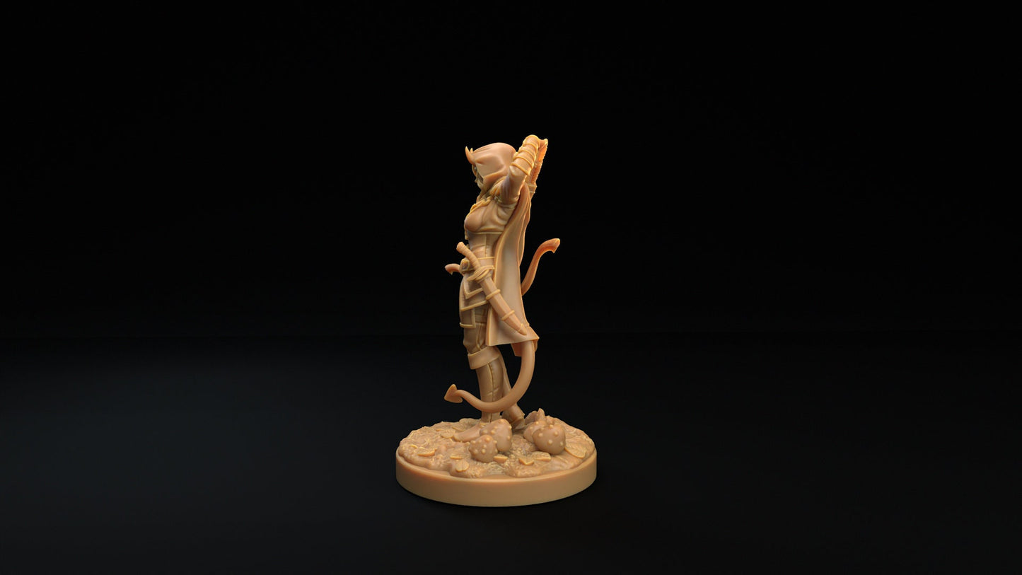 Tiefling Archer | Dragon Trappers Lodge | Winter Advent Calendar | 32mm Scale Resin Printed Tabletop RPG Figure For DND 5E and OPR