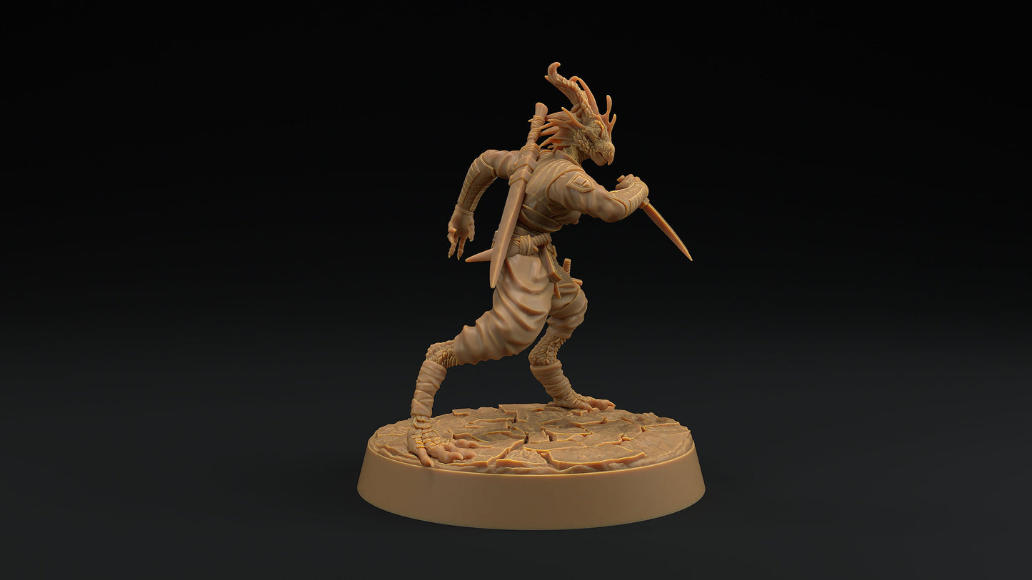 Nyxia Shadowblade | Dragon Trappers Lodge | Draconic Hero | Rogue Dragonborn | 32mm Scale Resin Printed Tabletop RPG Figure For DND 5E