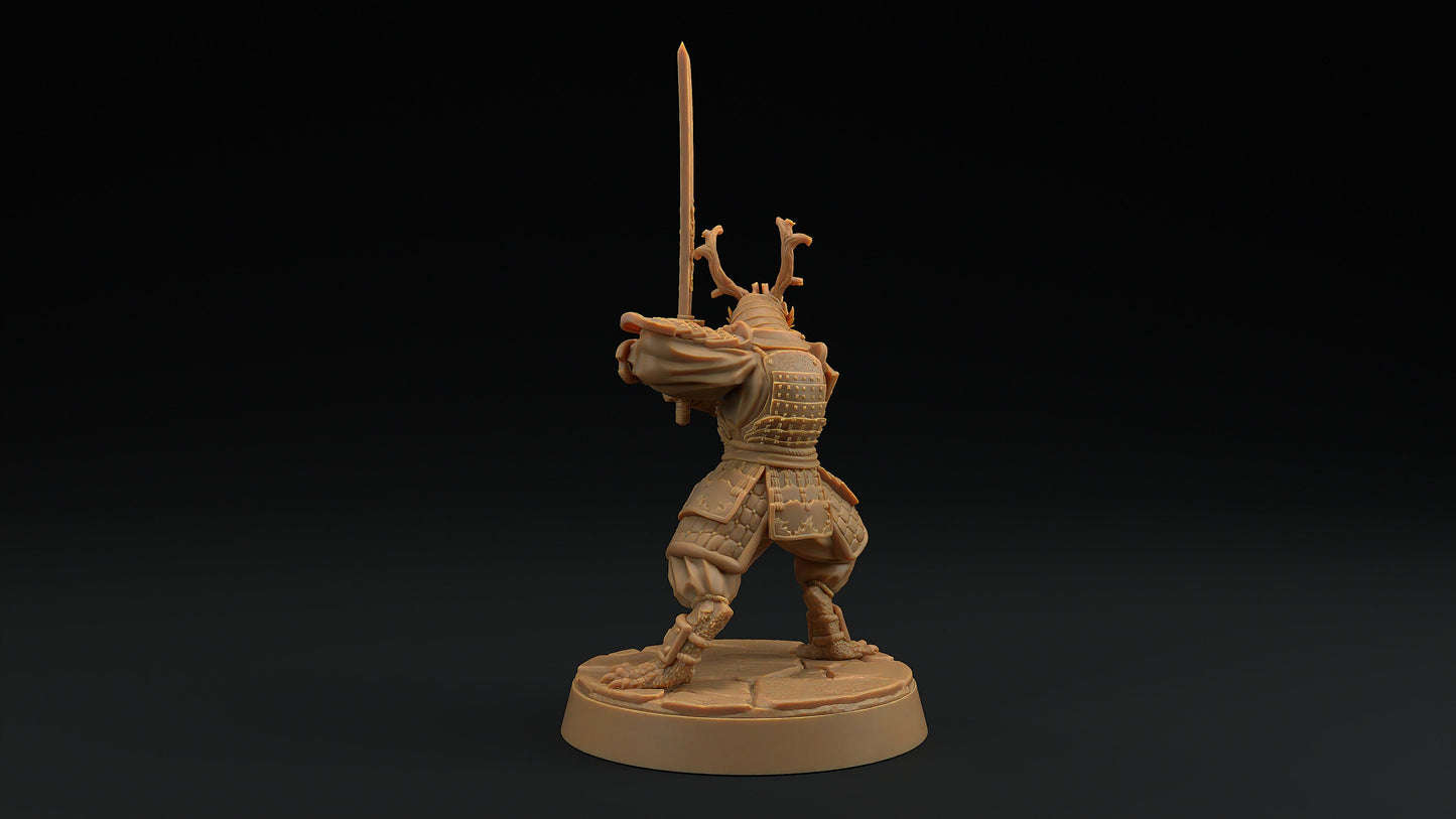 Ryuji Jadescale | Dragon Trappers Lodge | Draconic Hero | Samurai Dragonborn | 32mm Scale Resin Printed Tabletop RPG Figure For DND 5E