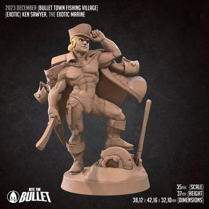 Exotic Marine | Bite The Bullet | Bullet Town Fishing Village | 35mm Scale Resin Printed Tabletop RPG Miniature Figures For DND 5E