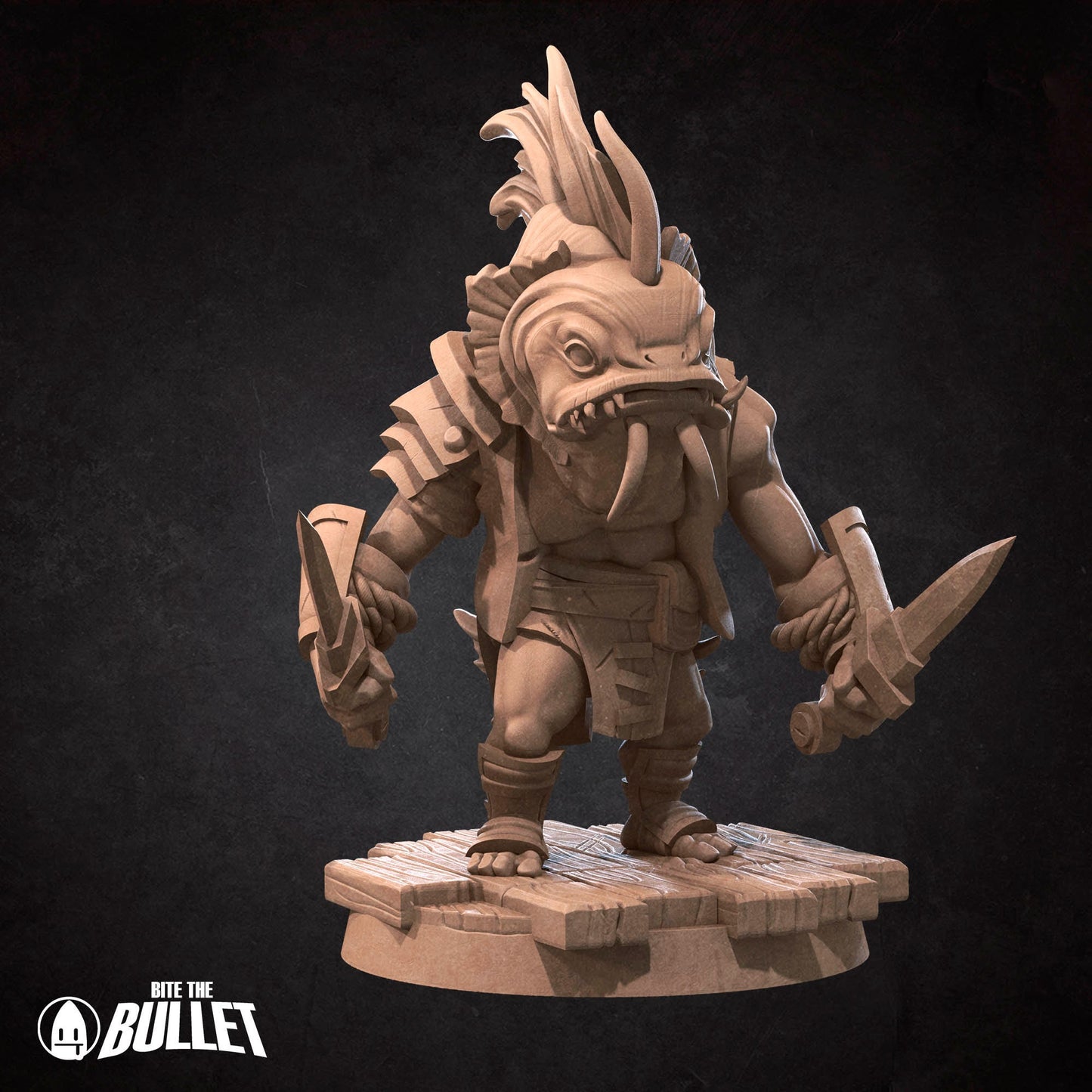 Locathah Dagger Bandit | Bite The Bullet | Bullet Town Fishing Village | 35mm Scale Resin Printed Tabletop RPG Miniature Figures For DND 5E