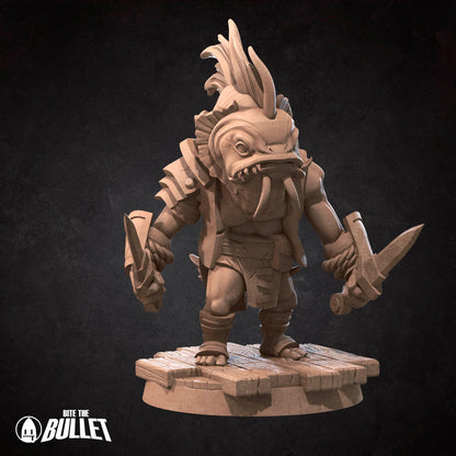 Locathah Dagger Bandit | Bite The Bullet | Bullet Town Fishing Village | 35mm Scale Resin Printed Tabletop RPG Miniature Figures For DND 5E