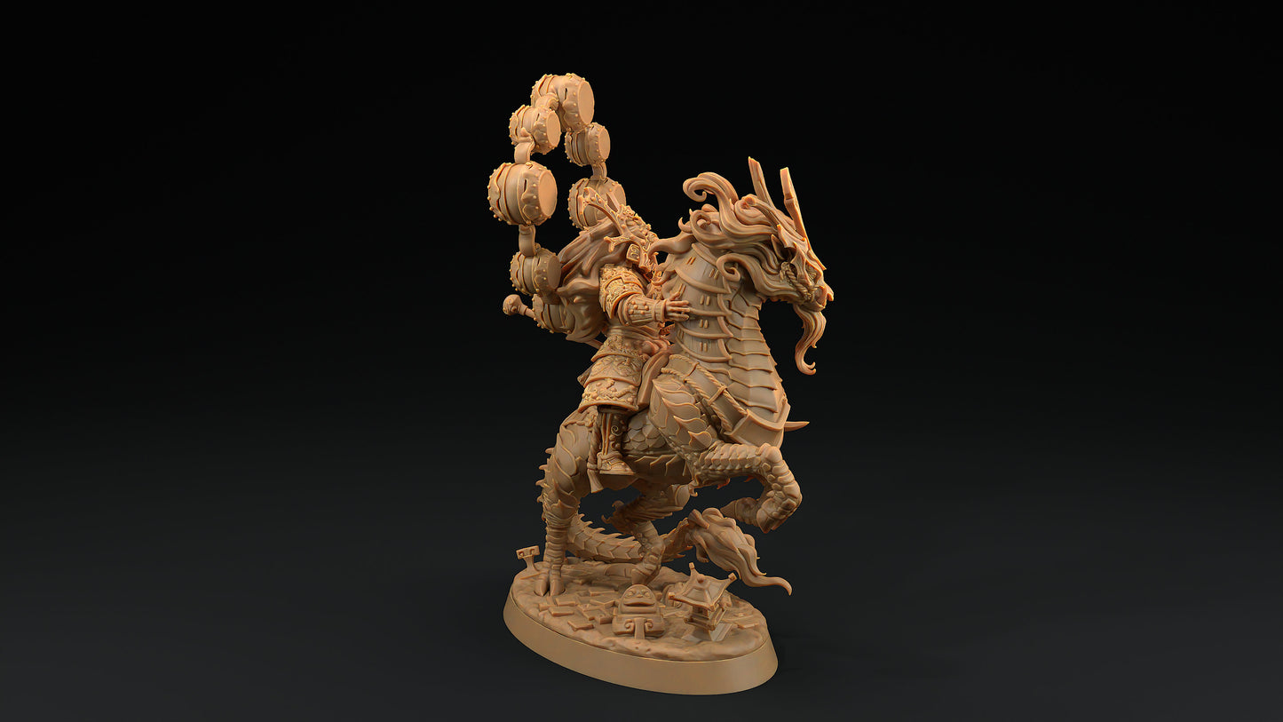 Kirin Mounted Samurai Celestial | Dragon Trappers Lodge | Chosen Of The Kami | 32mm Scale Resin Printed Tabletop RPG Figure For DND