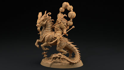 Kirin Mounted Samurai Celestial | Dragon Trappers Lodge | Chosen Of The Kami | 32mm Scale Resin Printed Tabletop RPG Figure For DND