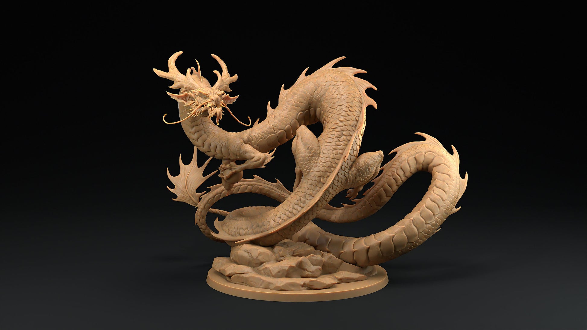 Fire Dragon | Dragon Trappers Lodge | Chosen Of The Kami | 32mm Scale Resin Printed Tabletop RPG Figure For DND