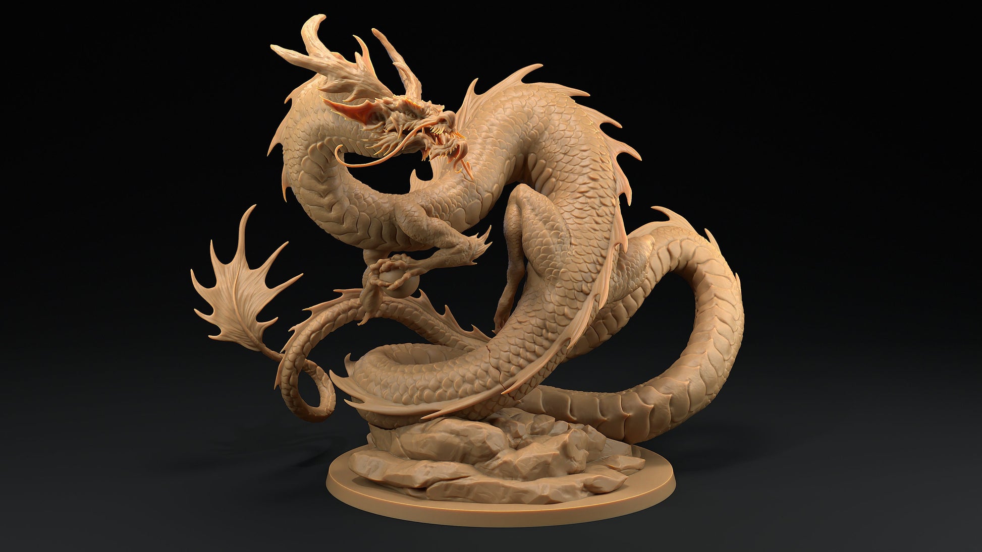 Fire Dragon | Dragon Trappers Lodge | Chosen Of The Kami | 32mm Scale Resin Printed Tabletop RPG Figure For DND
