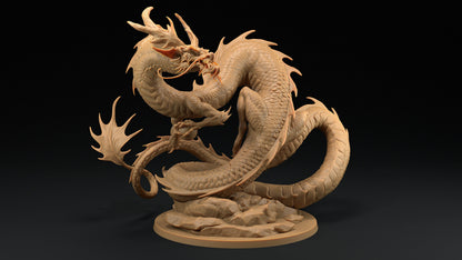 Fire Dragon | Dragon Trappers Lodge | Chosen Of The Kami | 32mm Scale Resin Printed Tabletop RPG Figure For DND