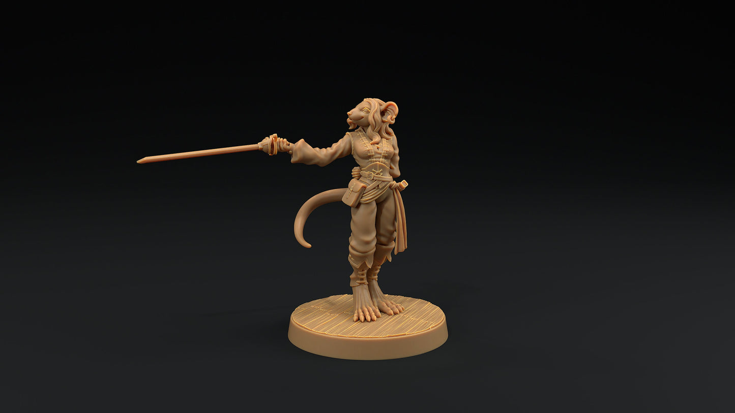 Millie, The Ratfolk Fencer | Dragon Trappers Lodge | Hunt for The Last Sea Angel | 32mm Scale Resin Printed Tabletop RPG Figure For DND