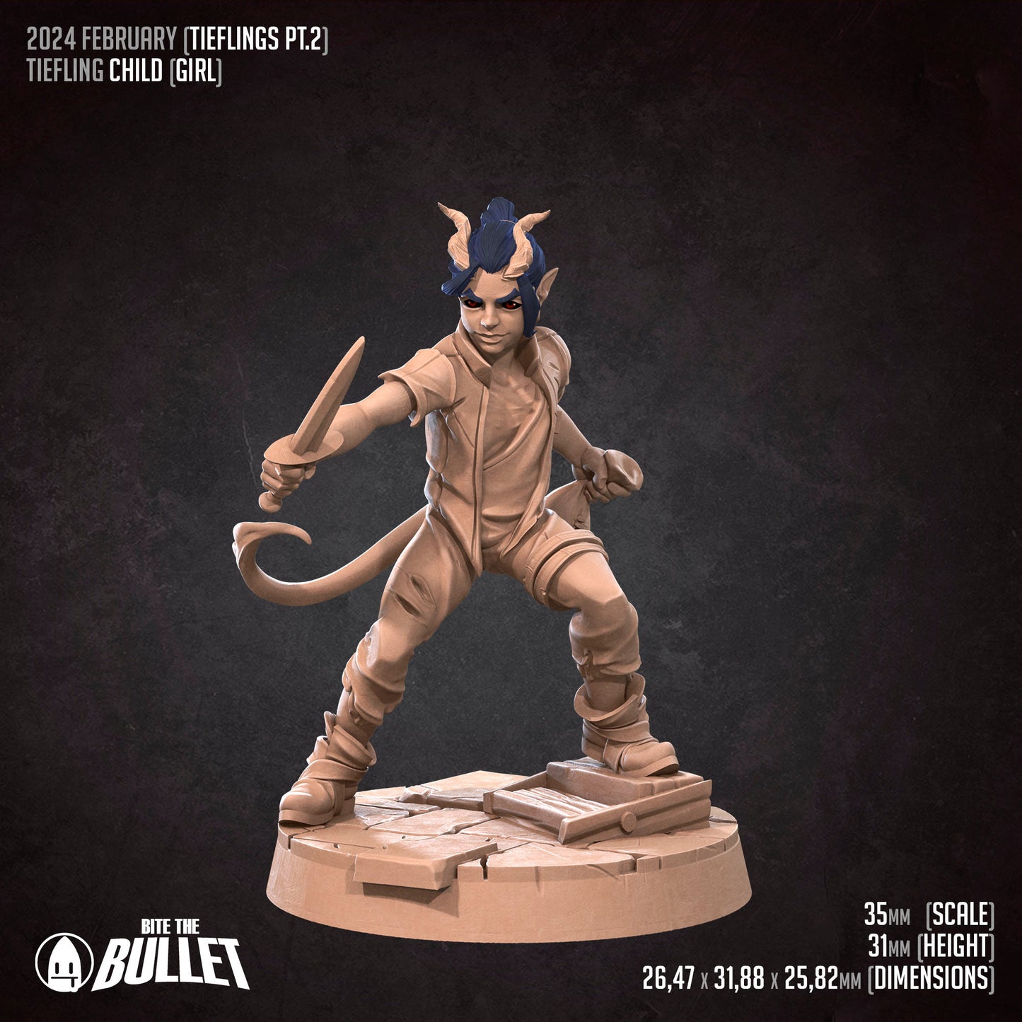 Tiefling Children Set | Bite The Bullet | 35mm Scale | Resin Printed Tabletop RPG Miniature Figures | DND | 5E