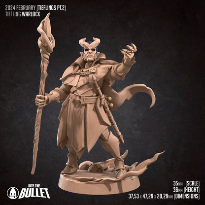 Tiefling Warlock | Bite The Bullet | 35mm Scale | Resin Printed Tabletop RPG Miniature Figures | DND | 5E