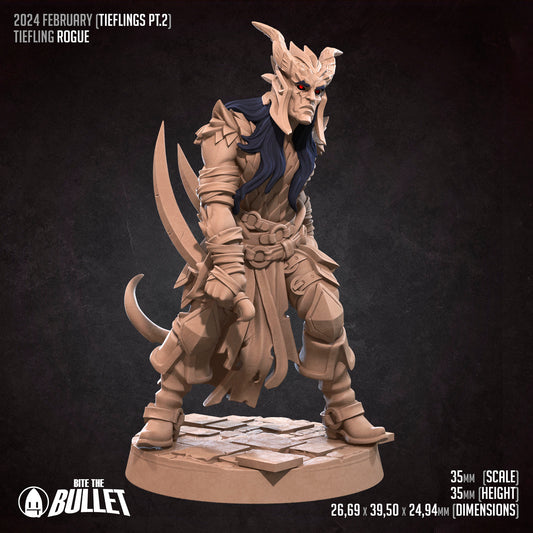 Tiefling Rogue | Bite The Bullet | 35mm Scale | Resin Printed Tabletop RPG Miniature Figures | DND | 5E