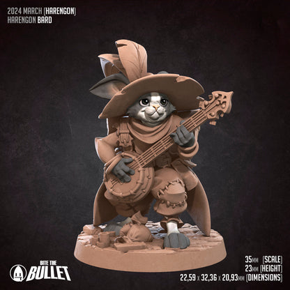 Harengon Bard | Bite The Bullet | 35mm Scale | Resin Printed Tabletop RPG Miniature Figures | DND | 5E