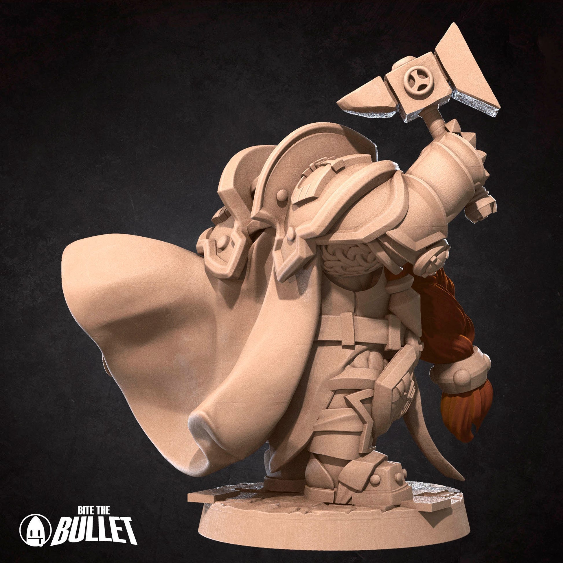 Dwarf High Lord holding his hammer high and triumphant
