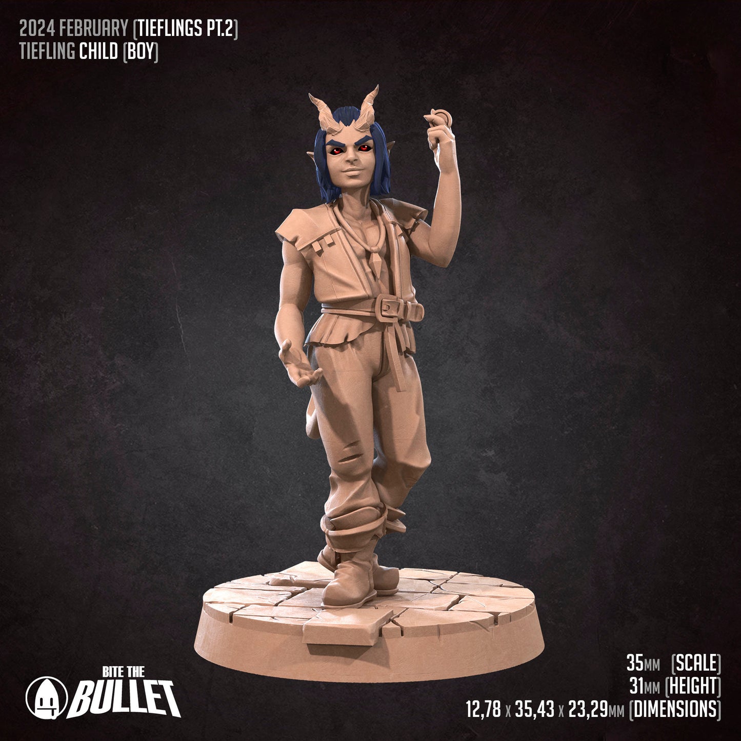 Tiefling Children Set | Bite The Bullet | 35mm Scale | Resin Printed Tabletop RPG Miniature Figures | DND | 5E