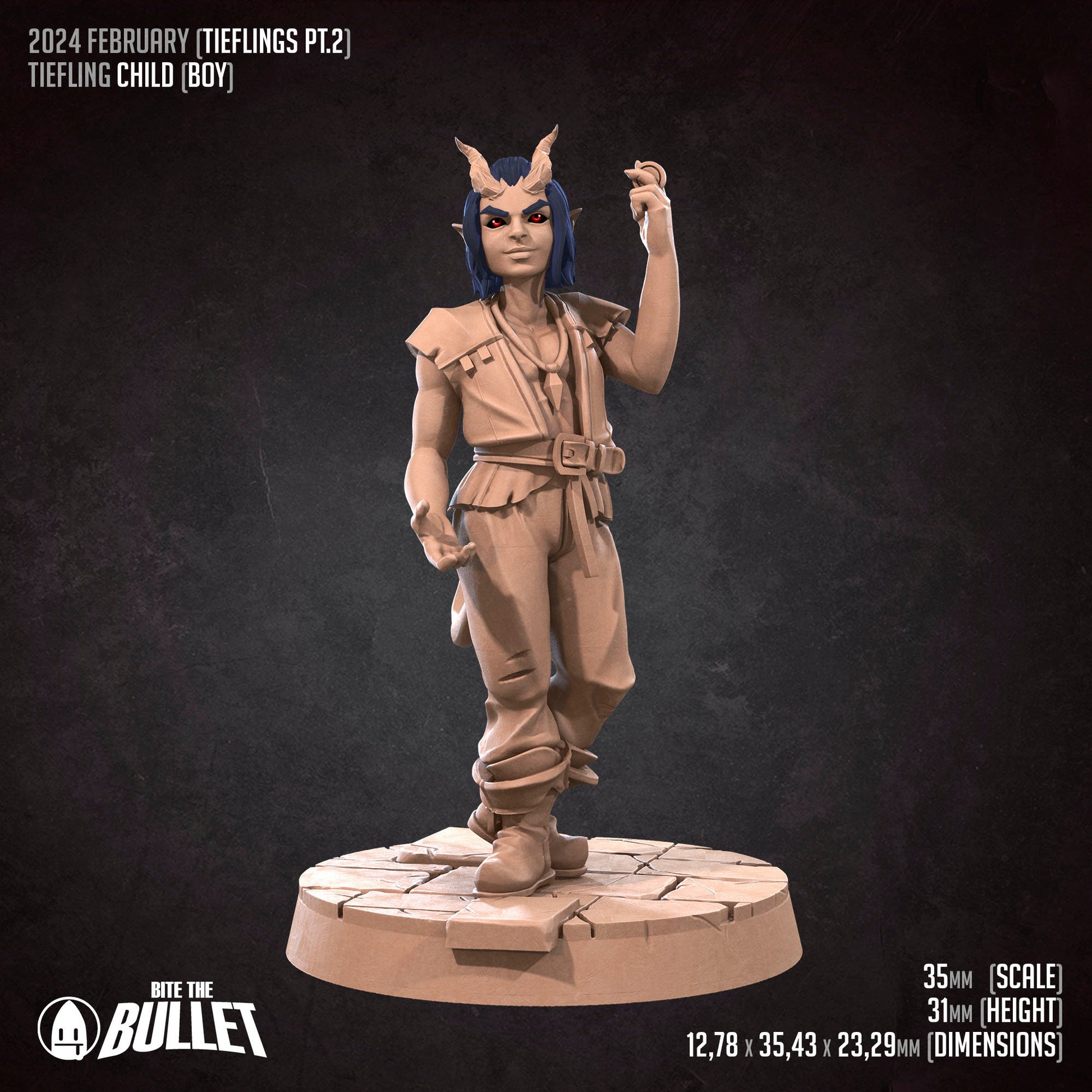 Tiefling Children Set | Bite The Bullet | 35mm Scale | Resin Printed Tabletop RPG Miniature Figures | DND | 5E