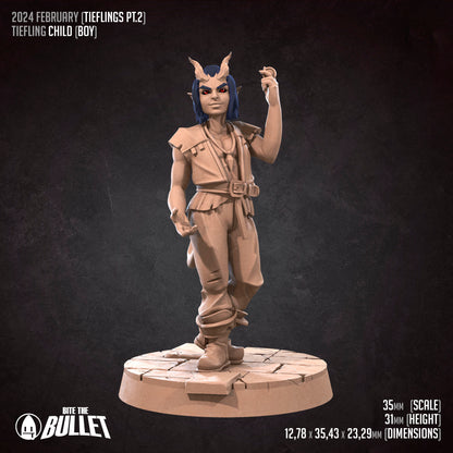 Tiefling Children Set | Bite The Bullet | 35mm Scale | Resin Printed Tabletop RPG Miniature Figures | DND | 5E