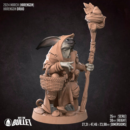 Harengon Druid | Bite The Bullet | 35mm Scale | Resin Printed Tabletop RPG Miniature Figures | DND | 5E