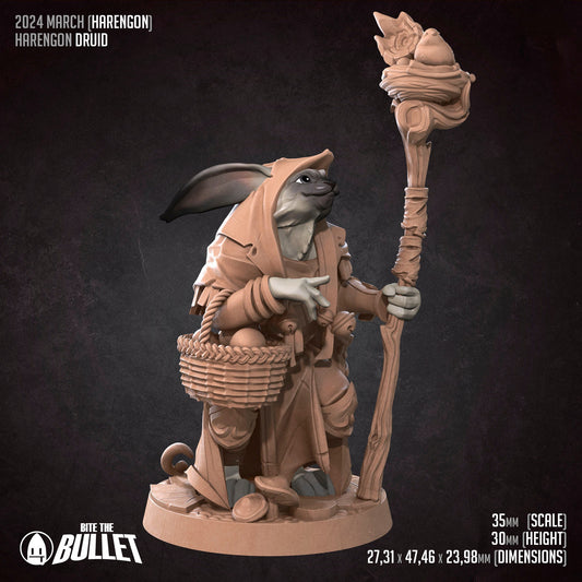 Harengon Druid | Bite The Bullet | 35mm Scale | Resin Printed Tabletop RPG Miniature Figures | DND | 5E