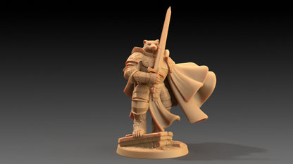 Lord Samson, Badger Knight | Dragon Trappers Lodge | The Critterfolk of Bluewoods Barrows | 32mm Scale Resin Printed TTRPG Figure For DND