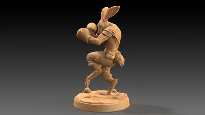 Moose Lightfoot, Hare Pugilist | Dragon Trappers Lodge | The Critterfolk of Bluewoods Barrows | 32mm Resin Printed TTRPG Figure For DND