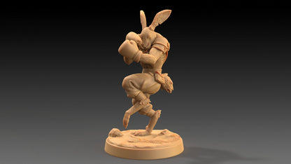 Moose Lightfoot, Hare Pugilist | Dragon Trappers Lodge | The Critterfolk of Bluewoods Barrows | 32mm Resin Printed TTRPG Figure For DND