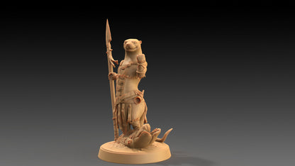 Pearl, Otter Spearmaster | Dragon Trappers Lodge | The Critterfolk of Bluewoods Barrows | 32mm Scale Resin Printed TTRPG Figure For DND