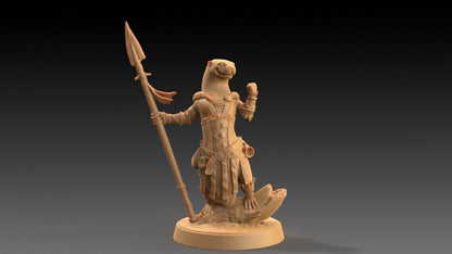 Pearl, Otter Spearmaster | Dragon Trappers Lodge | The Critterfolk of Bluewoods Barrows | 32mm Scale Resin Printed TTRPG Figure For DND