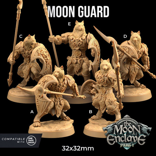 Moon Guard Set | Dragon Trappers Lodge | The Moon Enclave | 32mm Scale Resin Printed Tabletop RPG Figure For DND